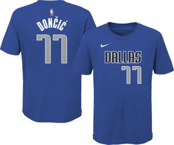 Nike Youth Dallas Mavericks Luka Doncic #77 Blue Cotton T-Shirt