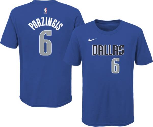 Nike Youth Dallas Mavericks Kristaps Porzingis #6 Blue Cotton T-Shirt