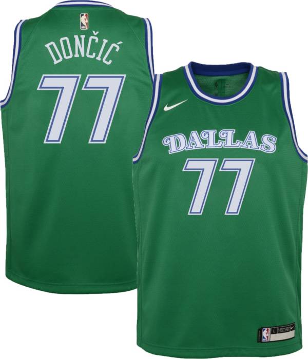 Nike Youth Dallas Mavericks Luka Doncic #77 Green Dri-FIT Hardwood Classic Jersey