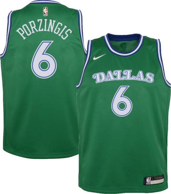 Nike Youth Dallas Mavericks Kristaps Porzingis #6 Green Dri-FIT Hardwood Classic Jersey