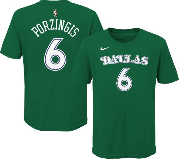 Nike Youth Dallas Mavericks Kristaps Porzingis #6 Green Hardwood Classic T-Shirt