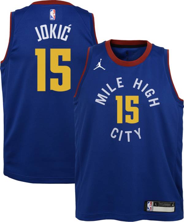 Jordan Youth Denver Nuggets Nikola Jokic #15 Blue 2020-21 Dri-FIT Statement Swingman Jersey