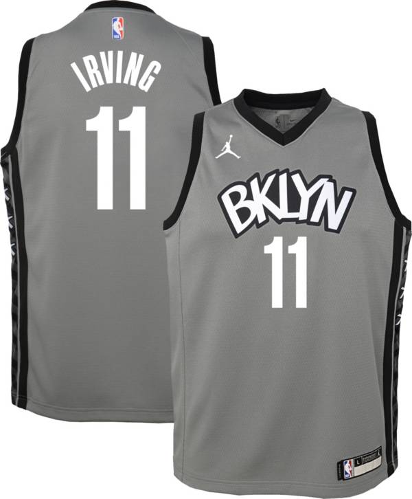 Jordan Youth Brooklyn Nets Kyrie Irving #11 Grey 2020-21 Dri-FIT Statement Swingman Jersey