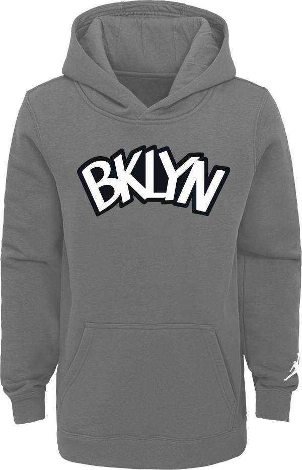 Jordan Youth Brooklyn Nets Grey Statement Pullover Hoodie