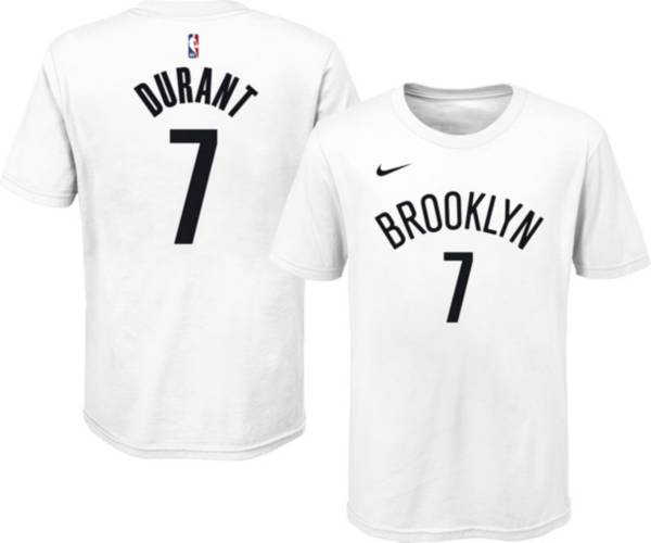 Nike Youth Brooklyn Nets Kevin Durant #7 Cotton White T-Shirt