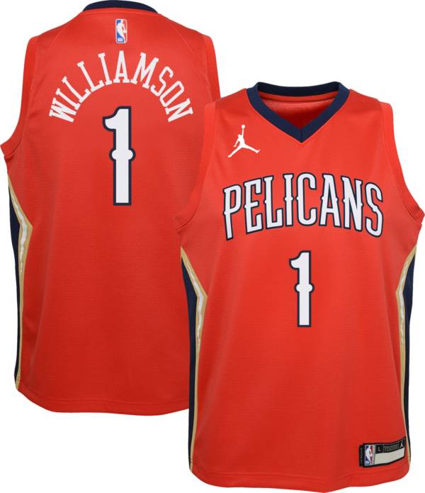 Jordan Youth New Orleans Pelicans Zion Williamson #1 Red 2020-21 Dri-FIT Statement Swingman Jersey