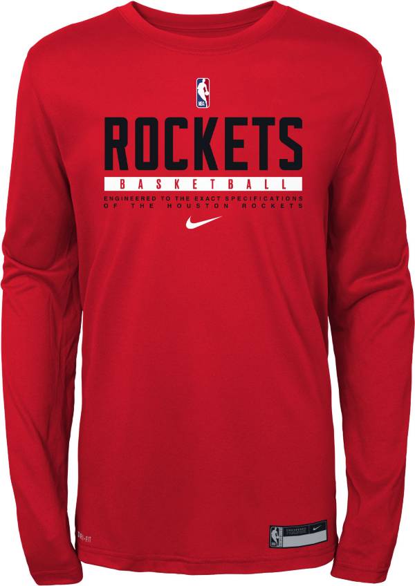 Nike Youth Houston Rockets Practice Performance Long Sleeve T-Shirt