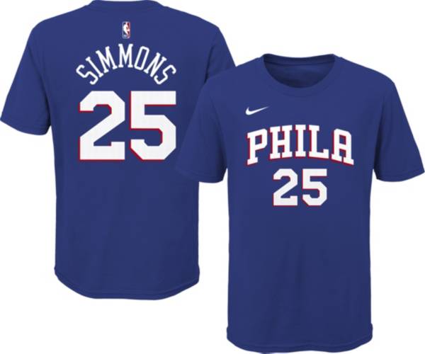 Nike Youth Philadelphia 76ers Ben Simmons #25 Blue Cotton T-Shirt