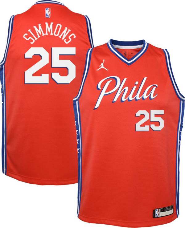 Jordan Youth Philadelphia 76ers Ben Simmons #25 Red 2020-21 Dri-FIT Statement Swingman Jersey