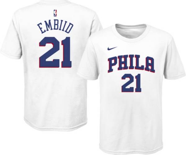 Nike Youth Philadelphia 76ers Joel Embiid #21 Cotton White T-Shirt