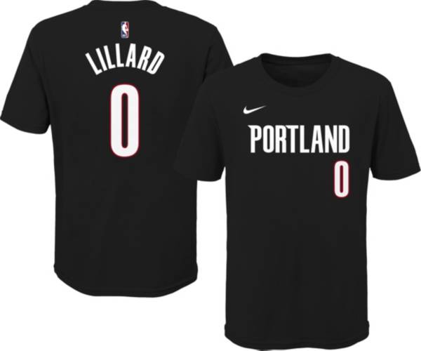 Nike Youth Portland Trail Blazers Damian Lillard #0 Cotton Black T-Shirt