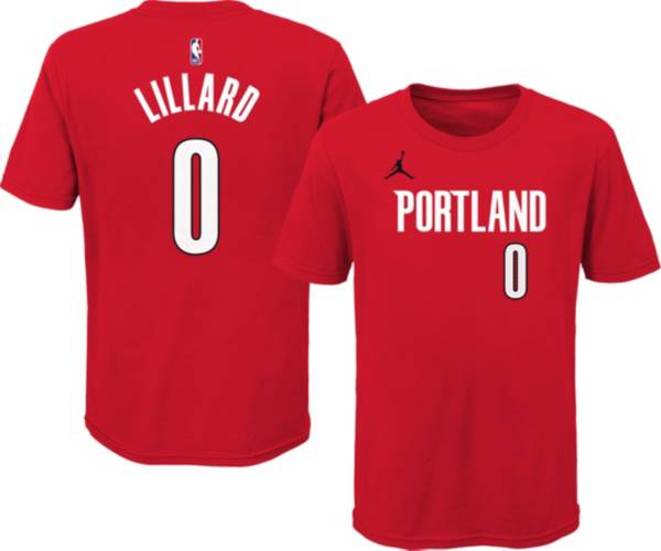 Jordan Youth Portland Trail Blazers Damien Lillard #0 Red Statement T-Shirt