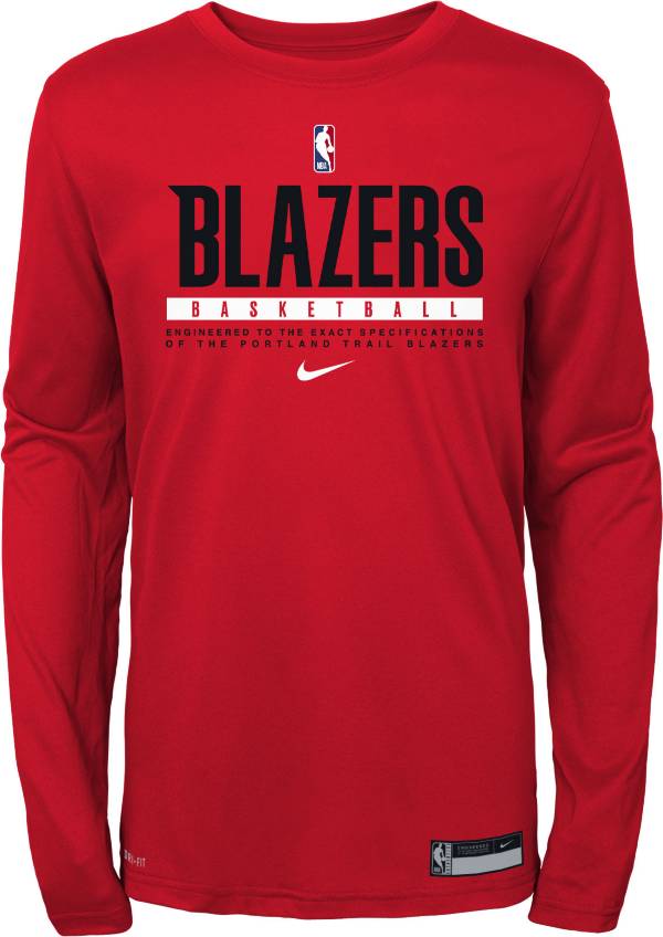 Nike Youth Portland Trail Blazers Practice Performance Long Sleeve T-Shirt