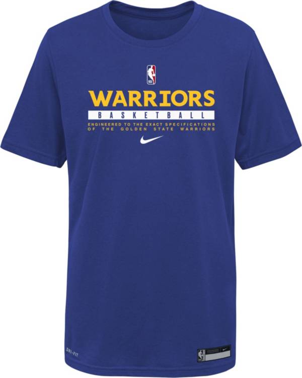 Nike Youth Golden State Warriors Blue Practice Performance T-Shirt