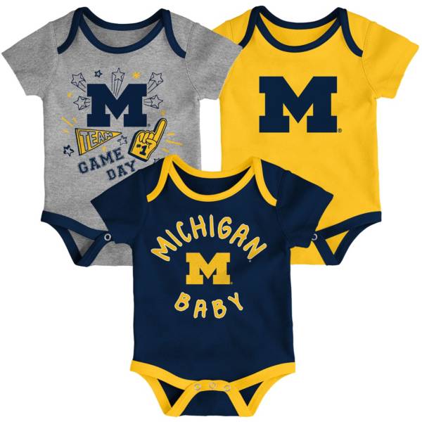 Gen2 Infant Michigan Wolverines Blue Champ 3-Piece Onesie Set