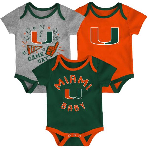 Gen2 Infant Miami Hurricanes Green Champ 3-Piece Onesie Set