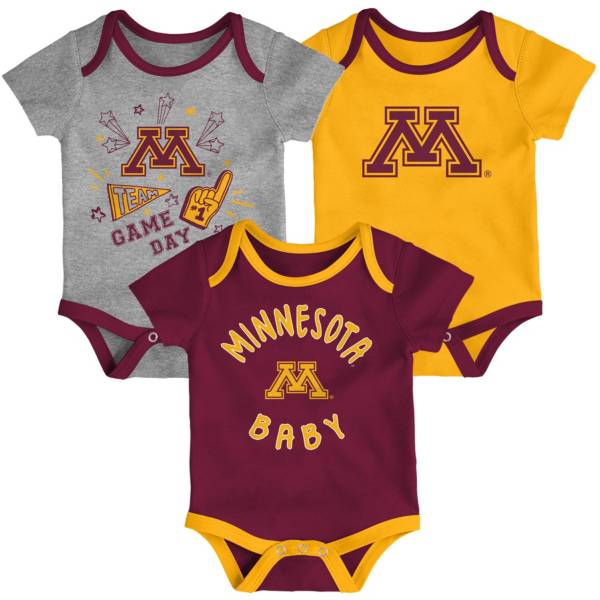 Gen2 Infant Minnesota Golden Gophers Maroon Champ 3-Piece Onesie Set