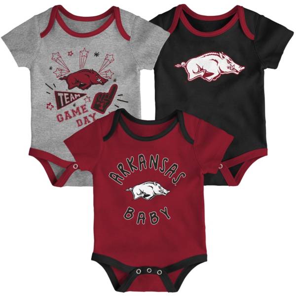 Gen2 Infant Arkansas Razorbacks Cardinal Champ 3-Piece Onesie Set