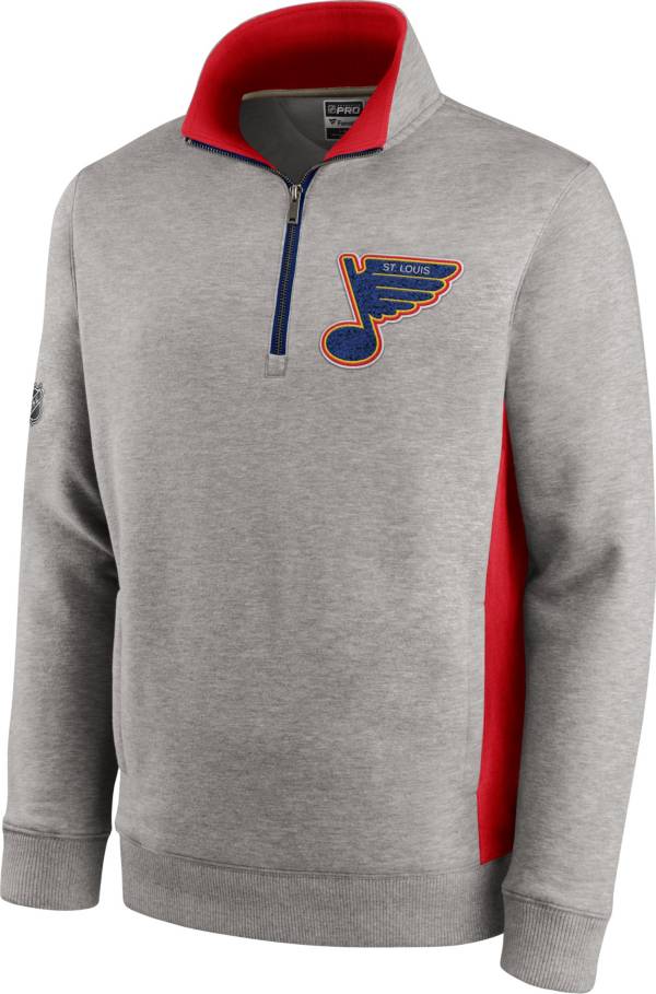 NHL Men's St. Louis Blues Special Edition Logo Grey Quarter-Zip T-Shirt