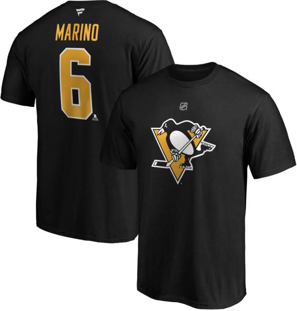 NHL Men's Pittsburgh Penguins John Marino #6 Black Player T-Shirt