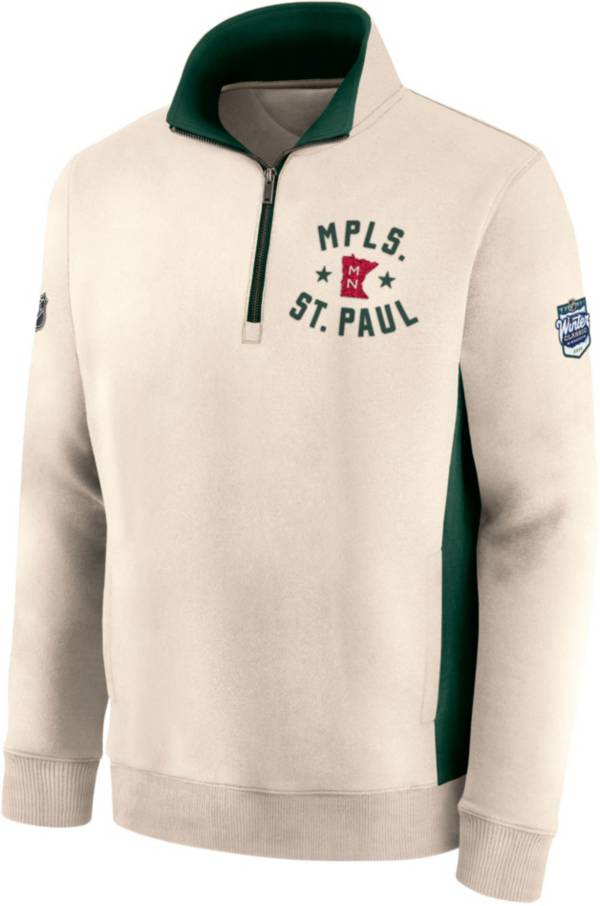 NHL '22 Winter Classic Minnesota Wild Archival Brown Quarter-Zip Pullover Shirt