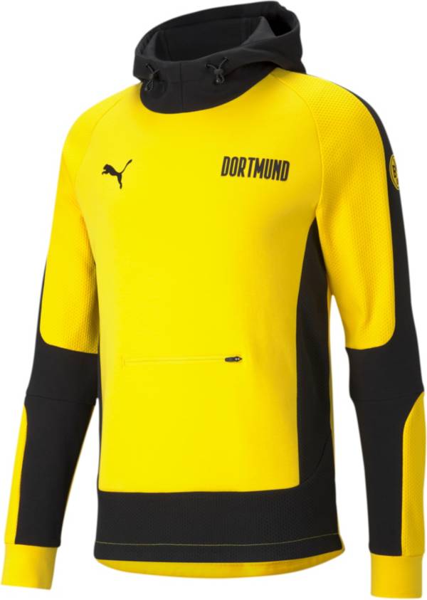 PUMA Men's Borussia Dortmund Evostripe Yellow Pullover Hoodie