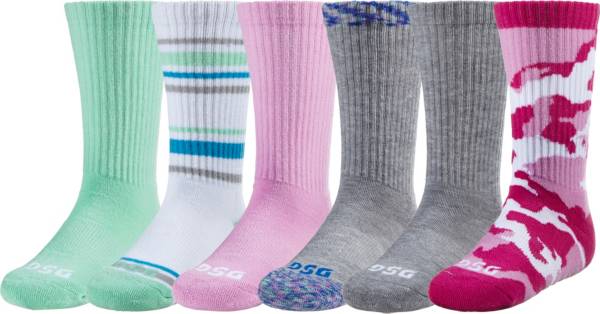 DSG Girls' Multipack Crew Socks – 6 Pack