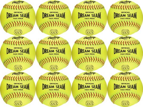 Rawlings 11'' Dream Seam ASA/NFHS High Density Leather Softballs - 12 Pack