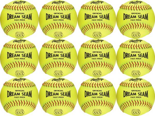 Rawlings 11'' Dream Seam ASA/NFHS High Density Leather Softballs - 12 Pack