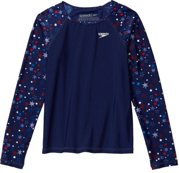 Speedo Girls' Long Print Sleeve Rash Guard