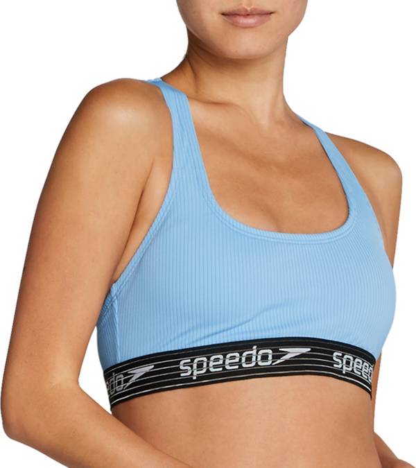 Speedo Women's Stripe Logo Bikini Top