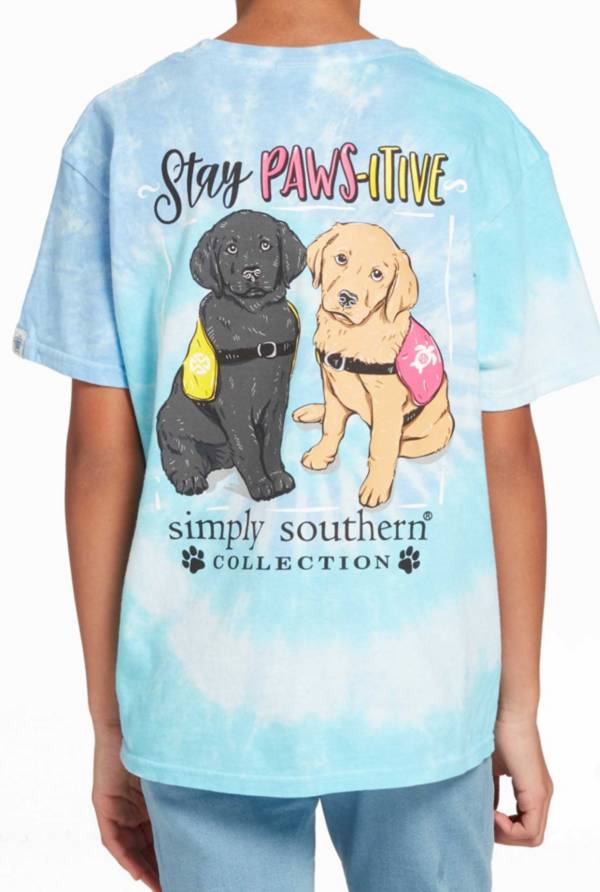 Simply Southern Girls' Short Sleeve Pawsitive T-Shirt