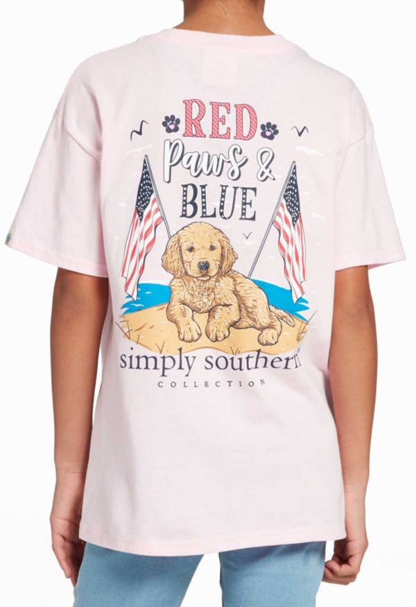 Simply Southern Girls' Redpaws Short Sleeve Graphic T-Shirt