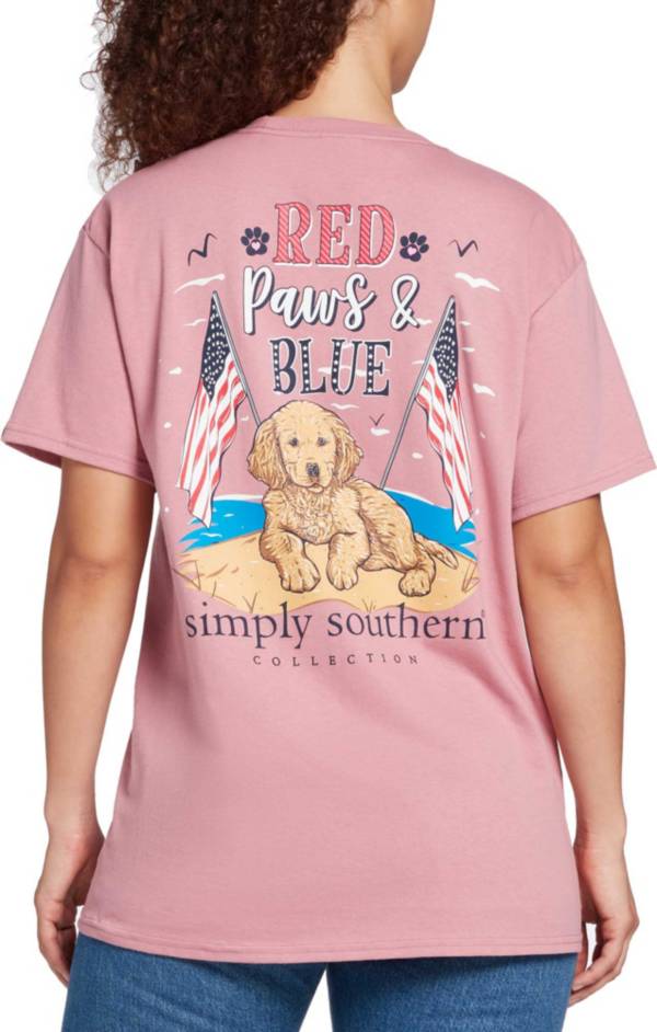 Simply Southern Women's Redpaws Short Sleeve Graphic T-Shirt