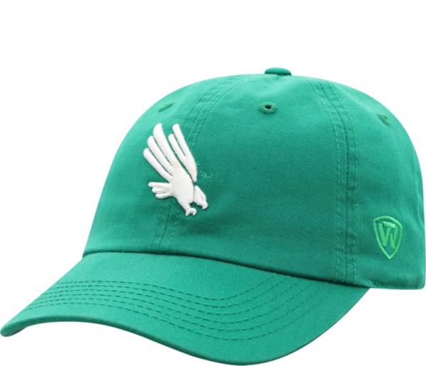 Top of the World Men's North Texas Mean Green Crew Washed Cotton Adjustable White Hat