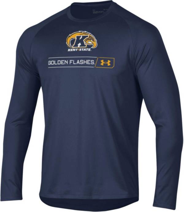 Under Armour Men's Kent State Golden Flashes Navy Blue Long Sleeve Tech Performance T-Shirt