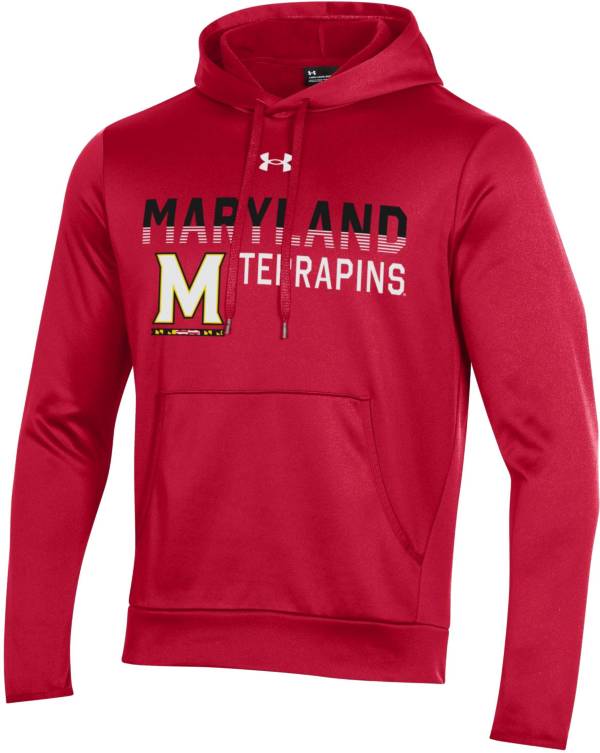 Under Armour Men's Maryland Terrapins Red Armour Fleece Pullover Performance Hoodie