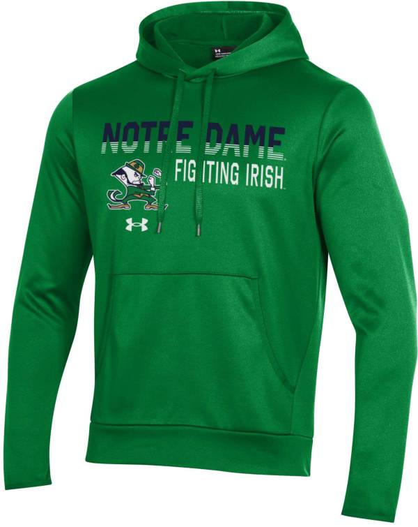 Under Armour Men's Notre Dame Fighting Irish Green Armour Fleece Pullover Performance Hoodie