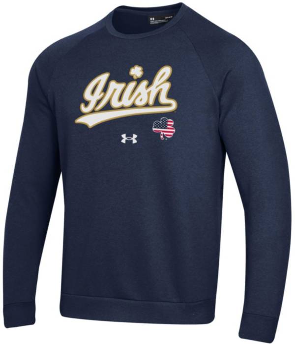 Under Armour Men's Notre Dame Fighting Irish American Flag Clover Fleece Crew