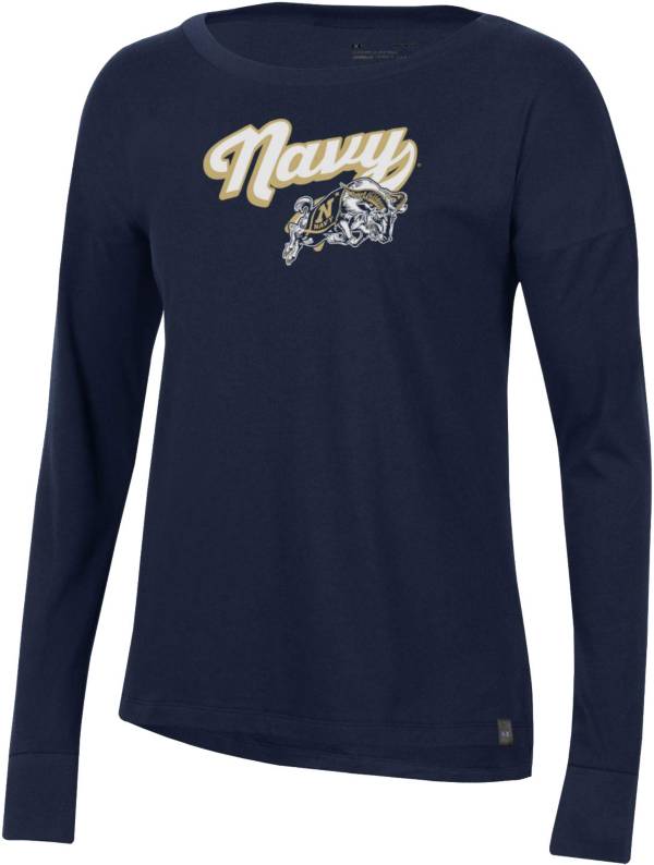Under Armour Women's Navy Midshipmen Navy Performance Cotton Long Sleeve T-Shirt