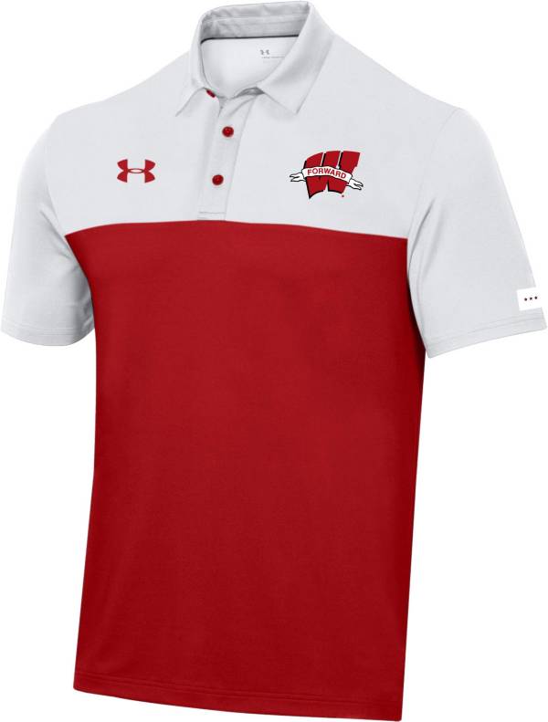 Under Armour Men's Wisconsin Badgers Red Playoff Polo