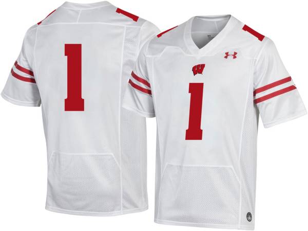 Under Armour Men's Wisconsin Badgers #1 Replica Football White Jersey