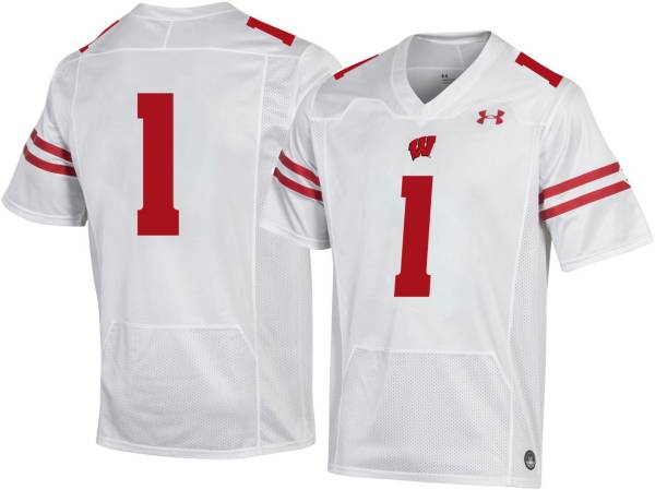 Under Armour Men's Wisconsin Badgers #1 Replica Football White Jersey product image