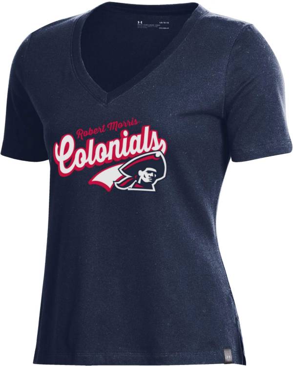 Under Armour Women's Robert Morris Colonials Navy Blue Performance Cotton V-Neck T-Shirt