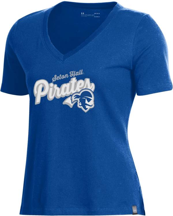 Under Armour Women's Seton Hall Seton Hall Pirates Blue Performance Cotton V-Neck T-Shirt