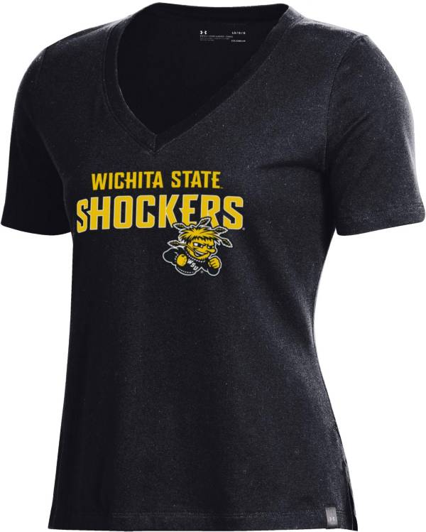 Under Armour Women's Wichita State Shockers Performance Cotton V-Neck Black T-Shirt