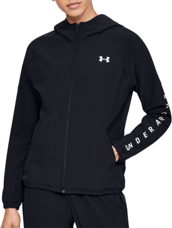 Under Armour Women's Woven Branded Full-Zip Hooded Jacket