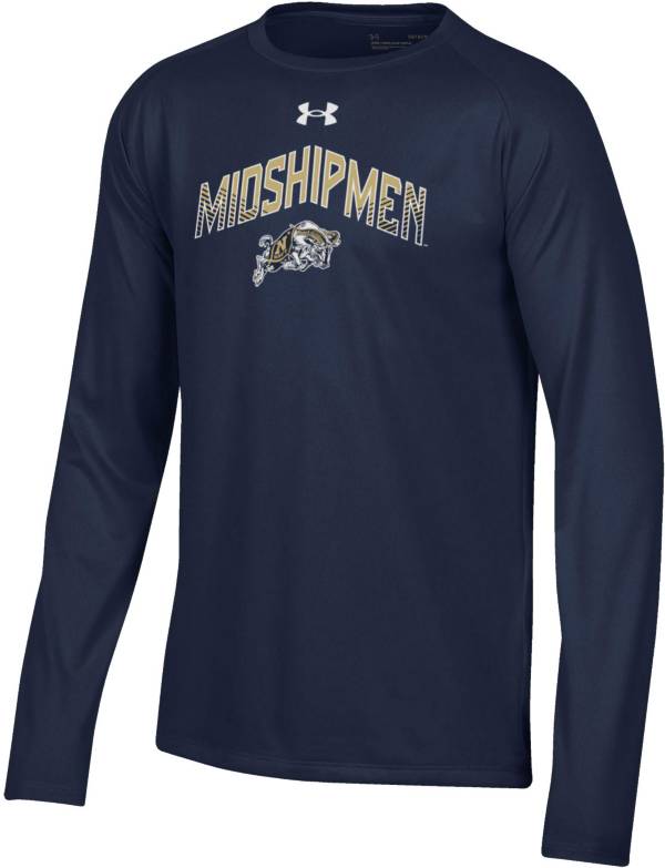 Under Armour Youth Navy Midshipmen Navy Tech Performance Long Sleeve T-Shirt