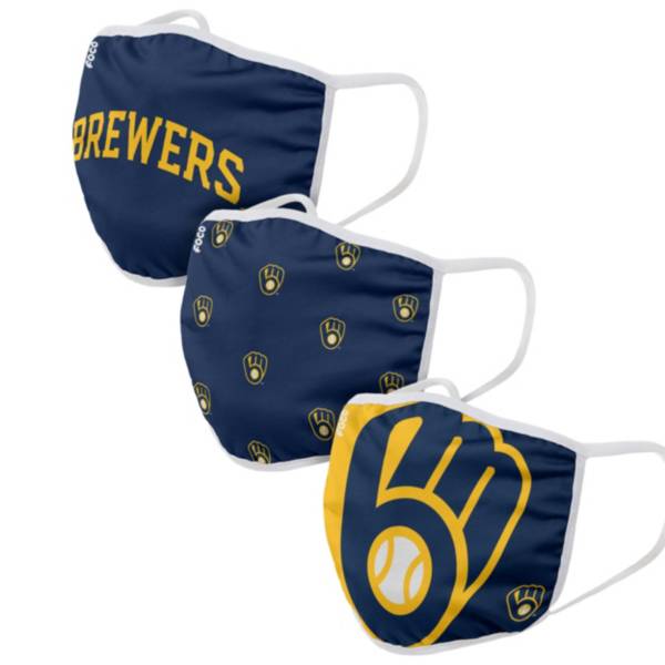 FOCO Adult Milwaukee Brewers 3-Pack Face Coverings