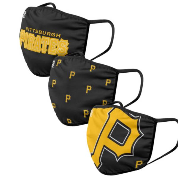 FOCO Adult Pittsburgh Pirates 3-Pack Face Coverings